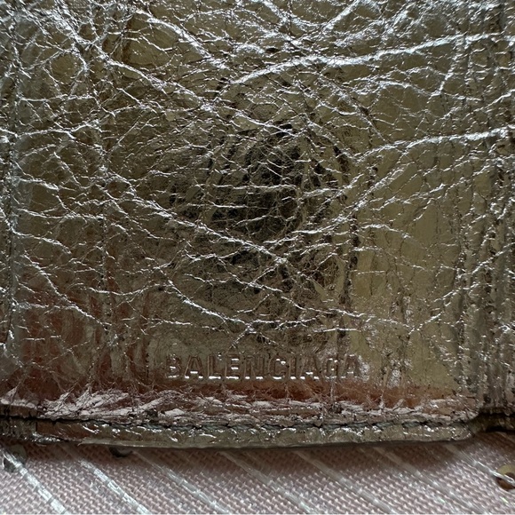 EUC Balenciaga Silver Leather Bifold Wallet Made in Italy - Picture 6 of 10